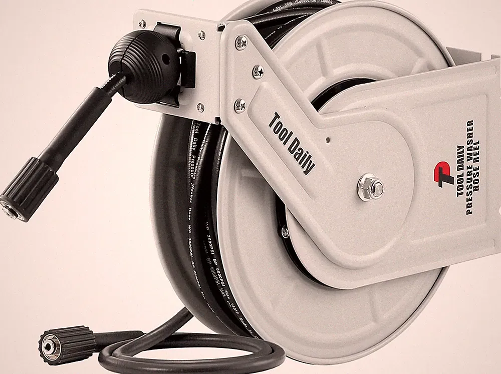 Heavy Duty 60FT Retractable Pressure Washer Hose Reel, 3600 PSI Auto-Rewind