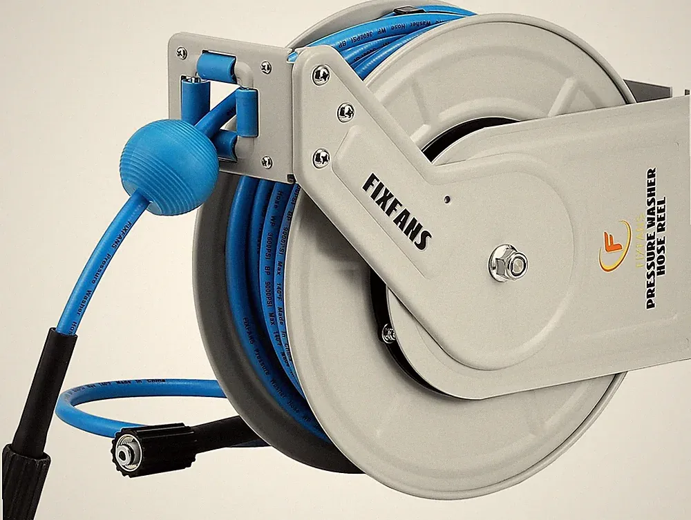 Heavy Duty 60Ft Retractable Pressure Washer Hose Reel, 3600 PSI, Wall Mounted