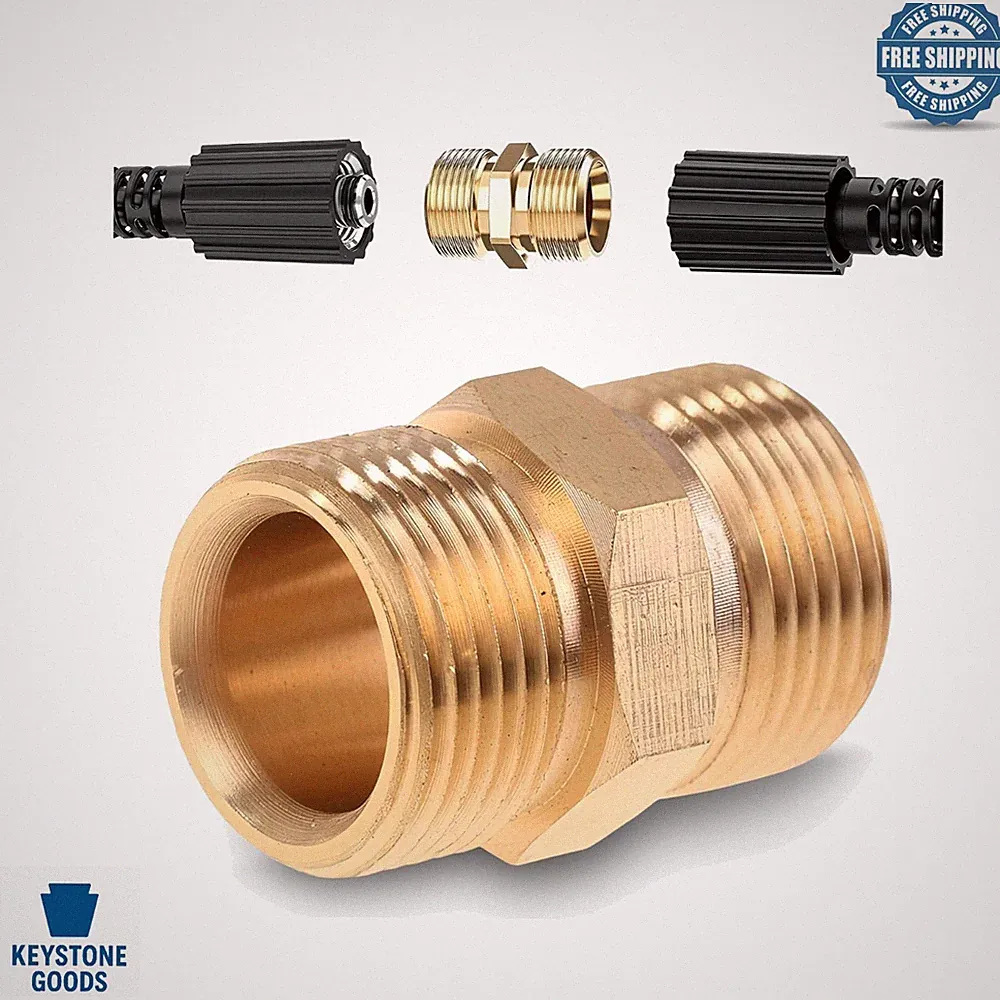 Heavy-Duty Brass Pressure Washer Hose Coupler 4500 PSI - M22 14mm Quick Connect