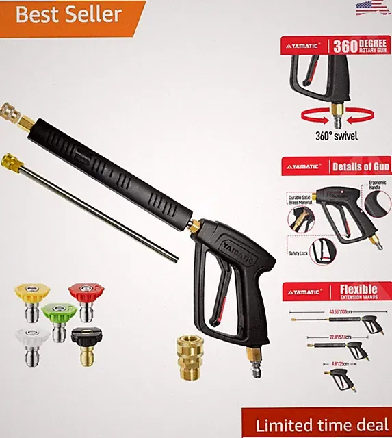Heavy-Duty Ergonomic Pressure Washer Gun with Extension - MAX 4500 PSI