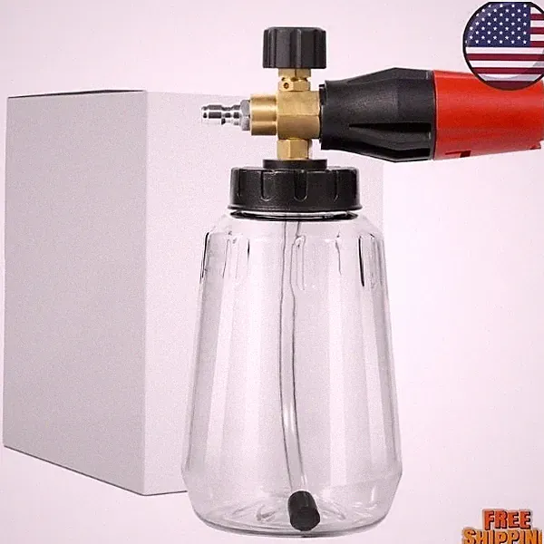 Heavy Duty Foam Cannon 1L Bottle 1/4" Quick Connect Pressure Washer Thick Foam