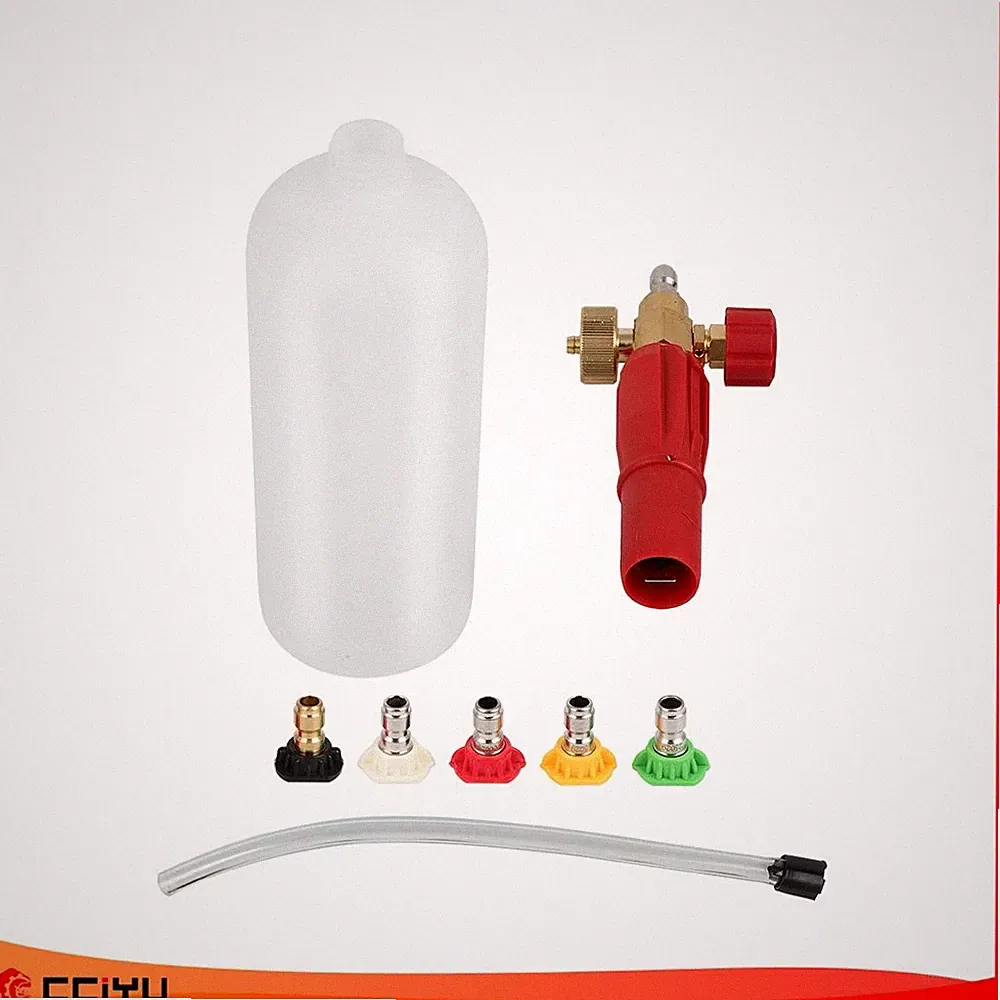 Heavy Duty Foam Cannon Car Wash Pressure Washer 1/4" 5 Nozzle Tips Professional