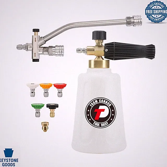 Heavy-Duty Foam Cannon for Pressure Washers - Dual Tip, Wide Mouth, 3600 PSI