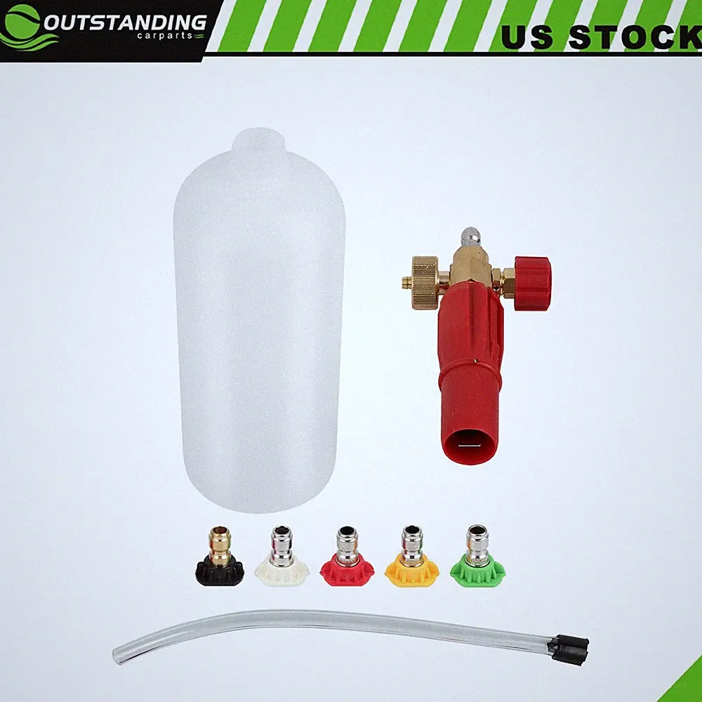 Heavy Duty Foam Cannon Professional Car Wash Pressure Washer 1/4" 5 Nozzle Tips