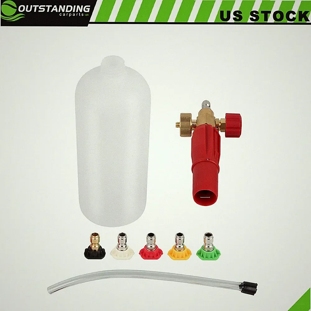 Heavy Duty Foam Cannon Professional Car Wash Pressure Washer 1/4" 5 Nozzle Tips