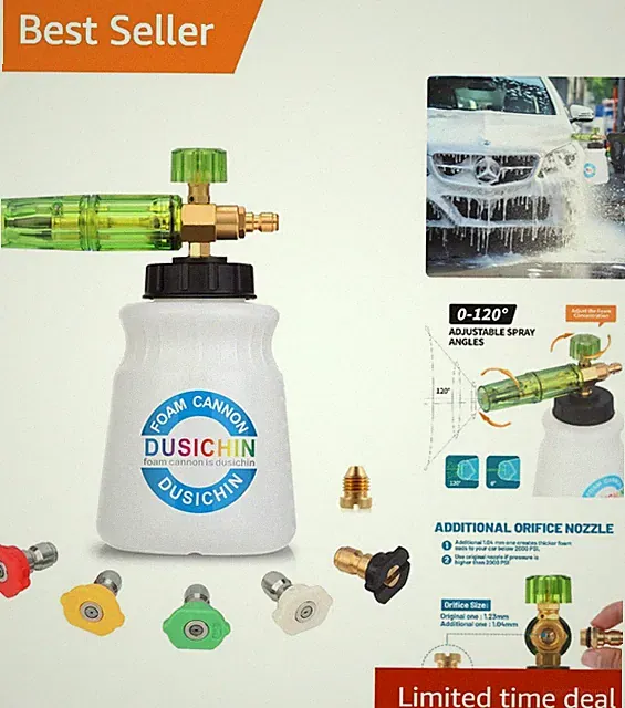 Heavy Duty Foam Cannon with 5 Nozzles - Perfect for 3000 PSI Pressure Washers
