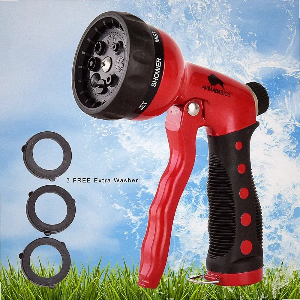Heavy Duty Garden Hose Water Pressure Nozzle Hand Sprayer Heavy Duty 8 Patterns
