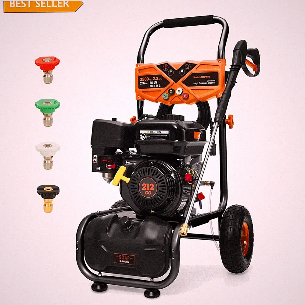 Heavy-Duty Gas Powered Pressure Washer 3500 PSI, 2.3 GPM, 25' Hose - Coral Color