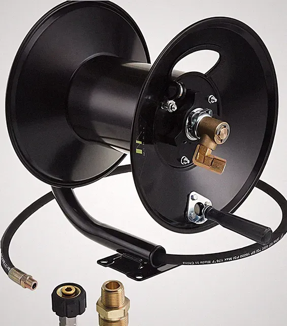 Heavy-Duty High-Pressure Washer Hose Reel 150Ft w/ 3/8" Pressure Wash Whip Hose