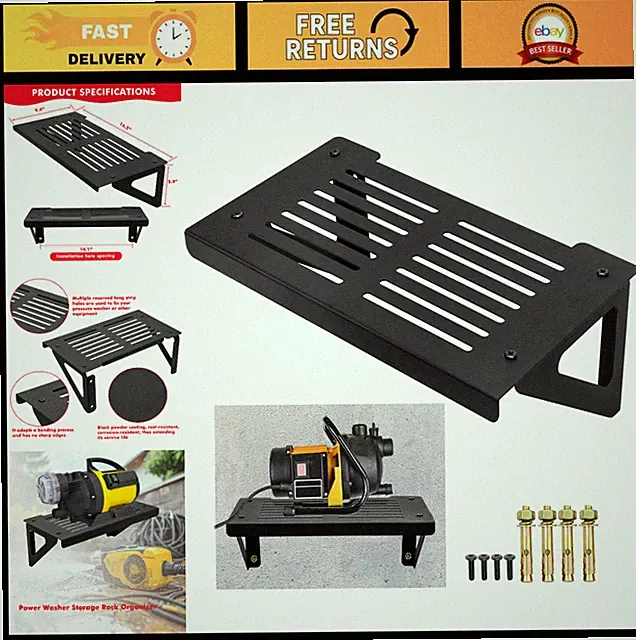 Heavy Duty Metal Pressure Washer Shelf - Storage Rack for Garage, Kitchen & Util