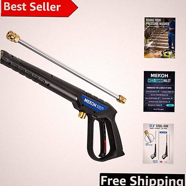 Heavy-Duty Power Washer Gun & Extension Wand, 3600 PSI for Tough Cleaning