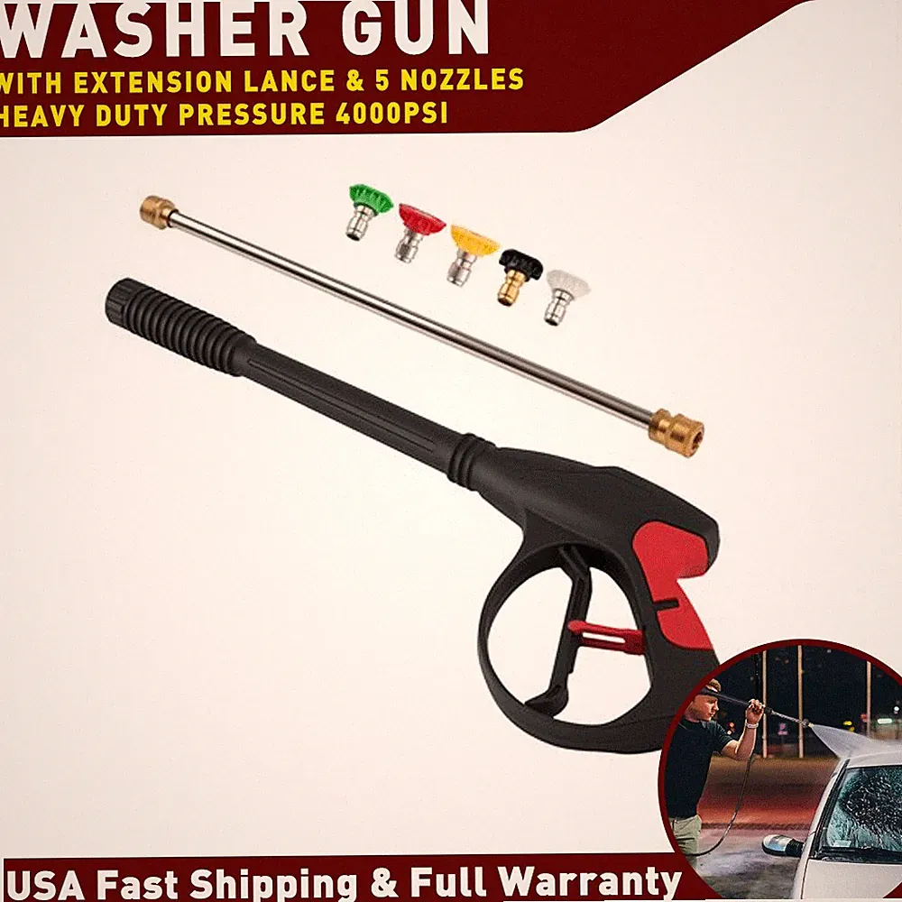 Heavy Duty Pressure Washer Gun M22 4000PSI with Lance Extension & 5 Nozzles