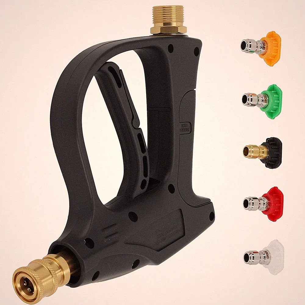 High Pressure Washer Spray Gun M22 14mm with 5 Spray Nozzle Tips Aluminum
