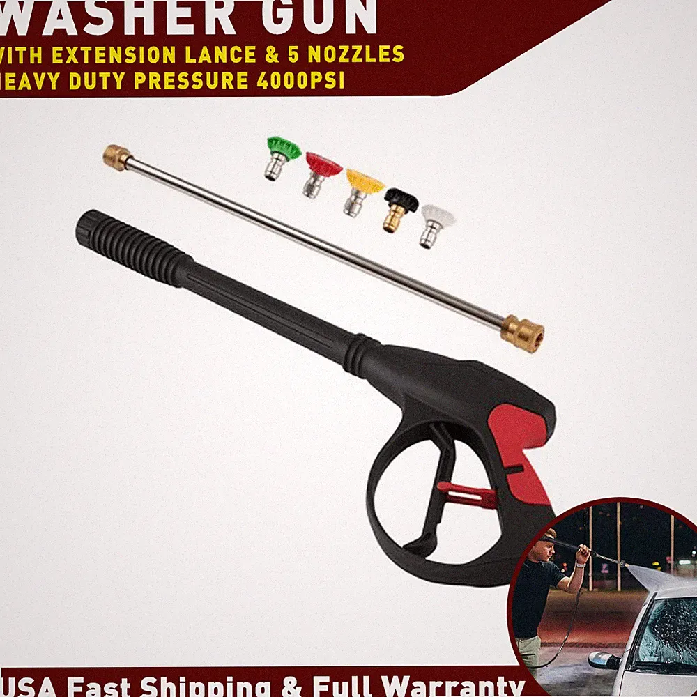 Heavy Duty Spray Gun 4000 PSI for Pressure Washer 19" Lance 5 Nozzles Fit Honda