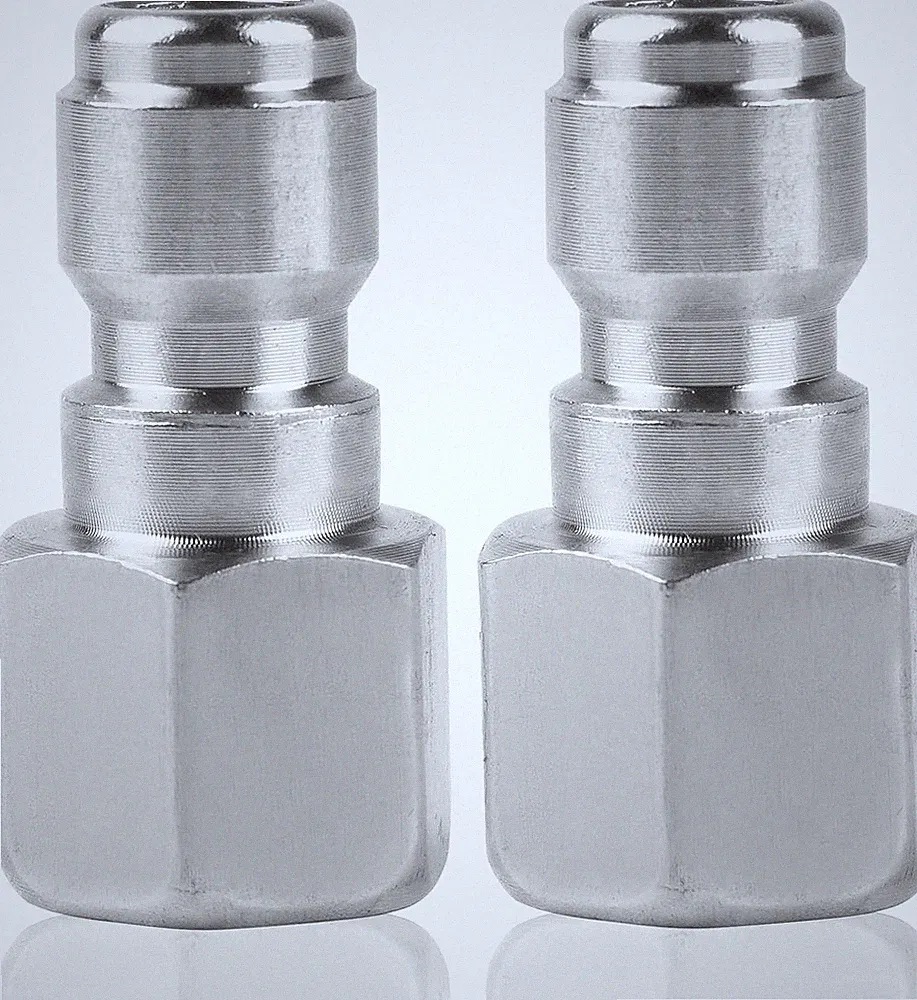 Heavy-Duty Stainless Steel Quick Connect Pressure Washer Couplers - 2 Piece Set