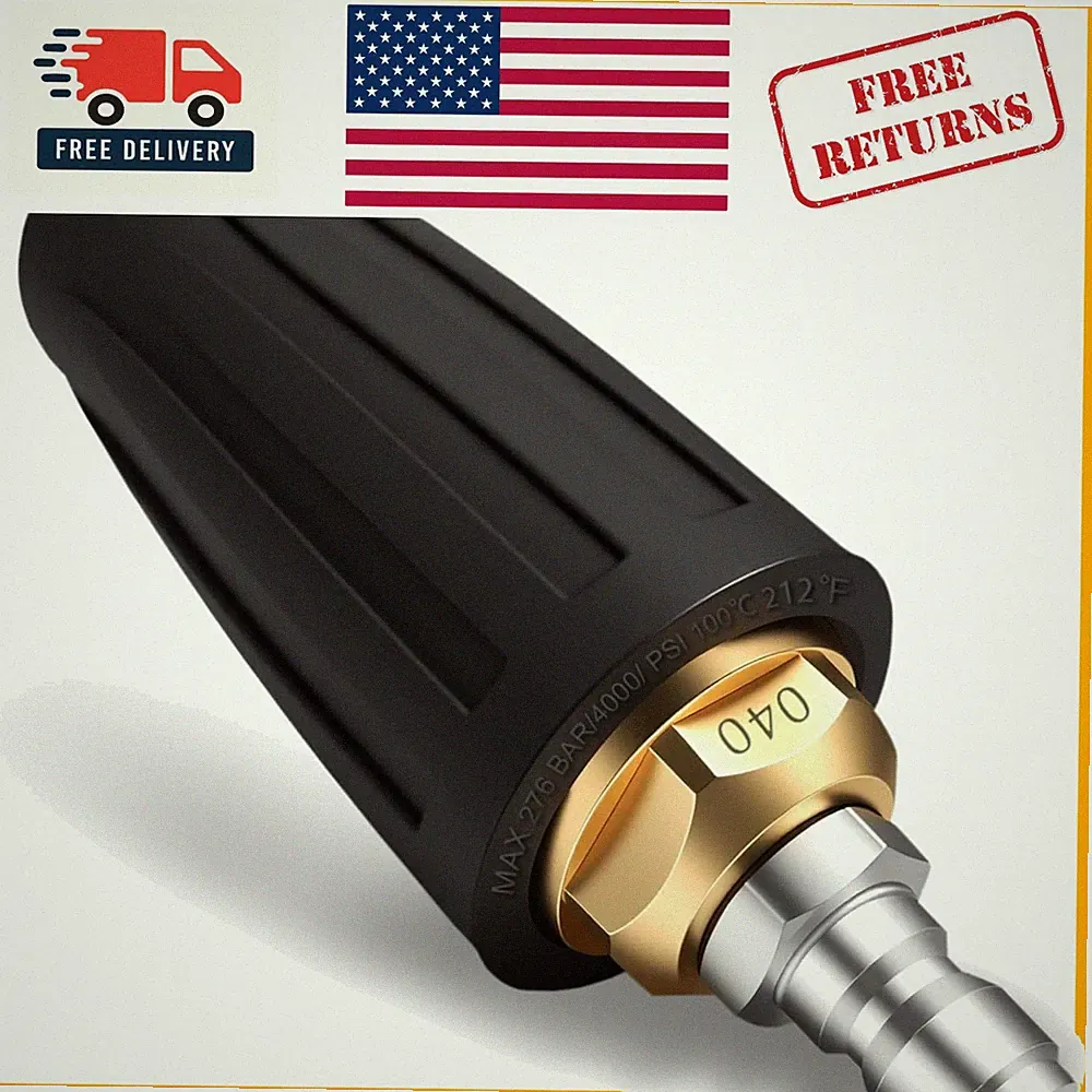 Heavy-Duty Turbo Nozzle for Pressure Washers - 360° Rotating, 1/4" Quick Connect