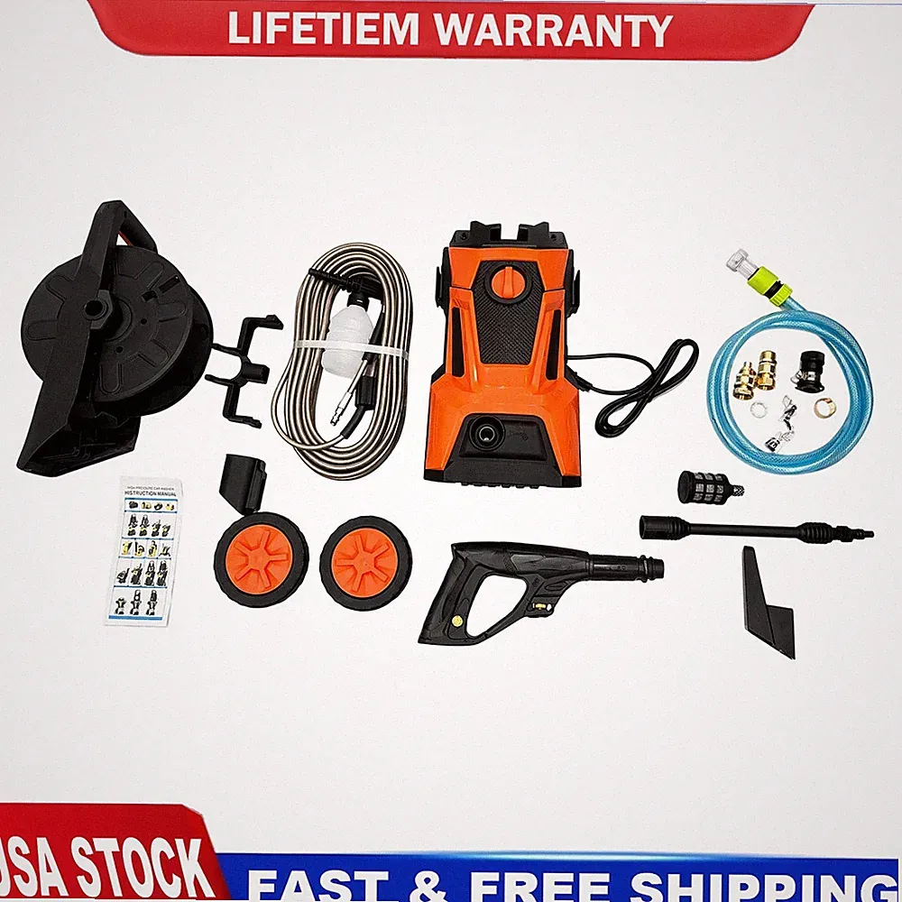 Heavy Duty Washer with Hose Reel and Wheels 5000 PSI 3000W Motor for Garden Deck