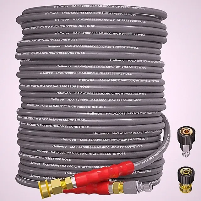 Heliwoo 100FT 1/4" Pressure Washer Hose 4200PSI Flexible Wire Extension Hose