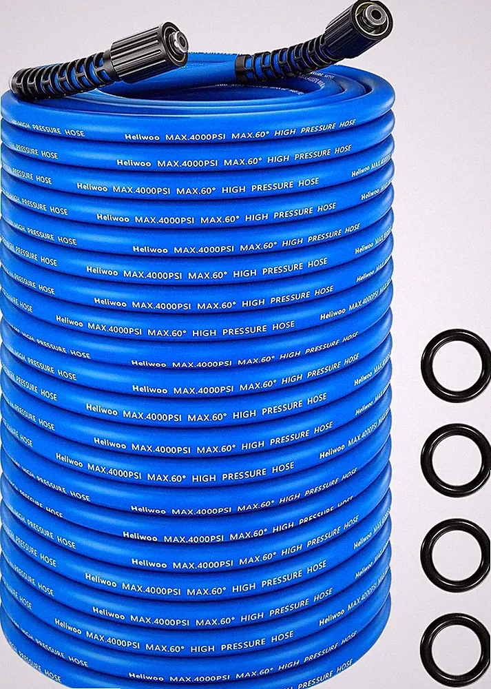 Heliwoo 100FT 4000PSI Pressure Washer Hose 1/4" Kink Resistant Power Washer Hose