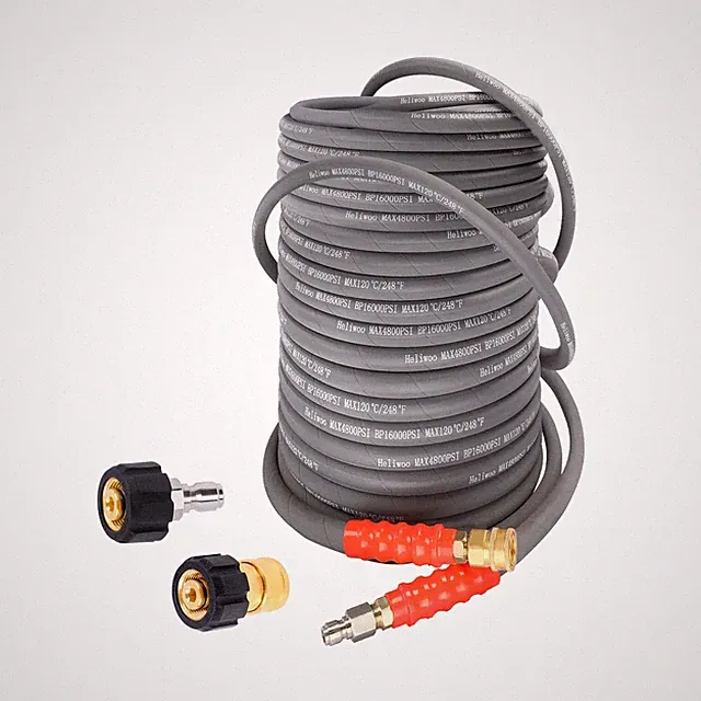 Heliwoo 3/8'' Pressure Washer Hose 100 FT, Hot and Cold Water Power Washer Ho...