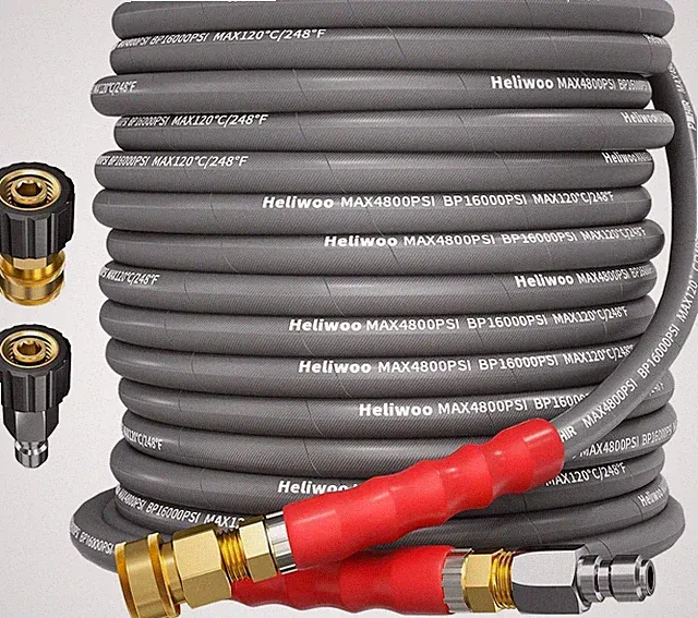 Heliwoo 4800 PSI 3/8" Pressure Washer Hose 50FT Kink Resistant Wire Power Hose