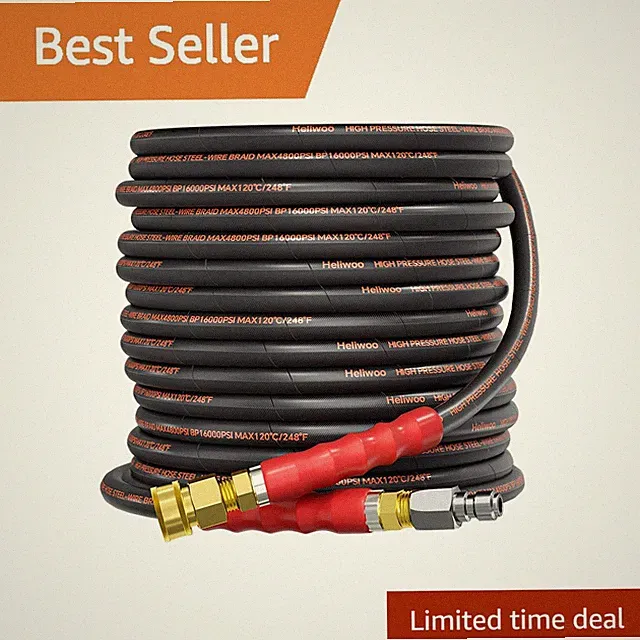 Heliwoo 50FT Orange Pressure Washer Hose 3/8"