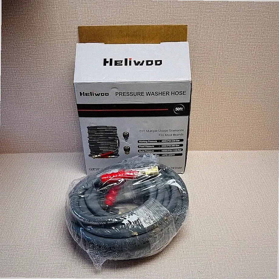 Heliwoo X003P134L9 Pressure Washer Hose 100 FT 3/8'' Hot /Cold Water