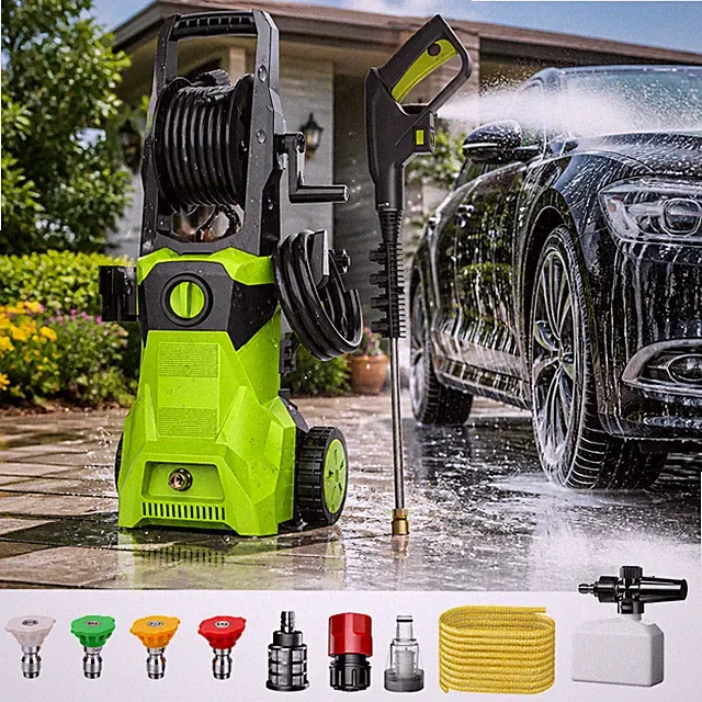 Hidrolavadora Electrica 2100PSI 4Boquillas Espumador Limpieza Auto Patio Cercado