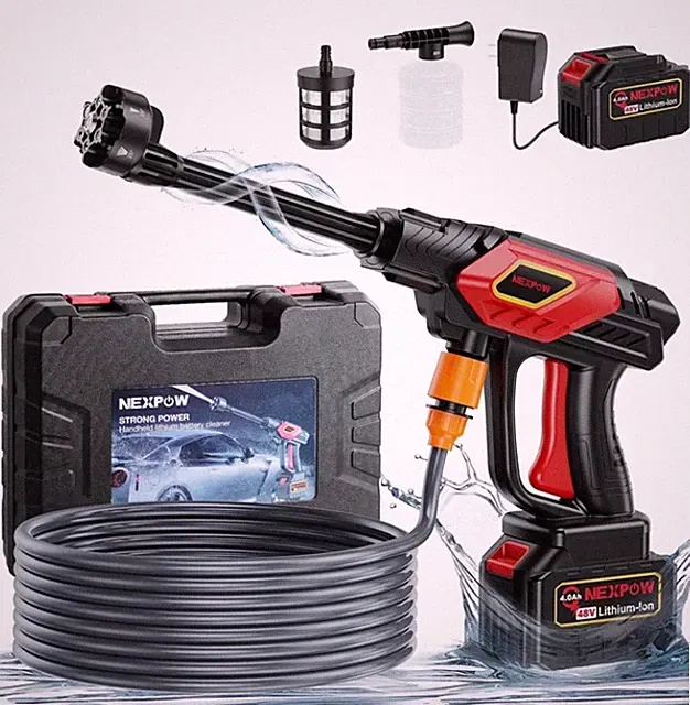 Hidrolimpiadora Inalámbrica 1000 PSI 2,4 GPM con Boquilla 6 en 1 y Manguera