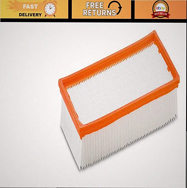 High-Efficiency Flat-Fold Filter for Pressure Washers & Vacuums - Easy Clean, Du