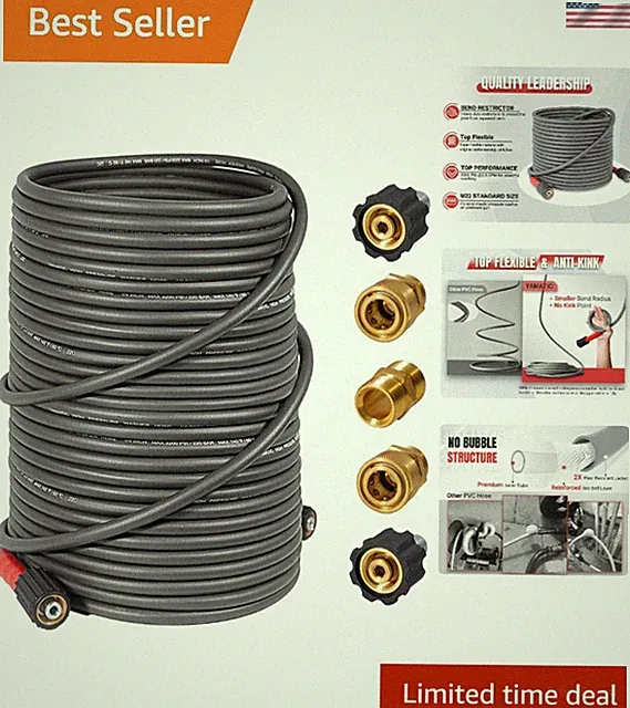 High-Performance 100FT Kink Resistant Pressure Washer Hose with Quick Connect