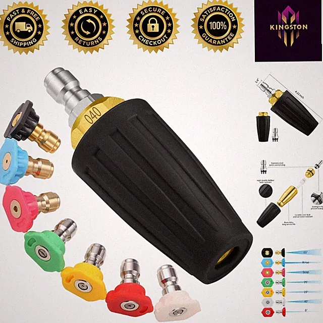 High-Performance 4000 PSI Turbo Washer Nozzle with 7 Custom Spray Options
