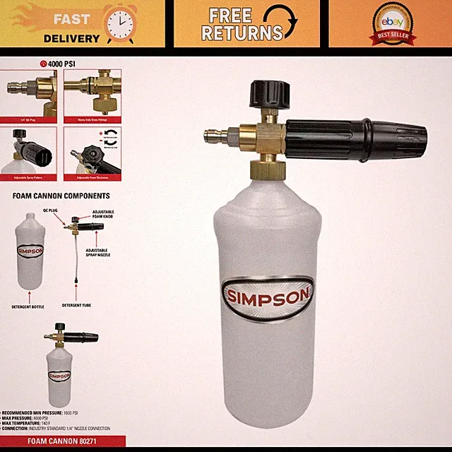High-Performance Foam Cannon for Pressure Washers, 1/4" Quick Connect, 1L