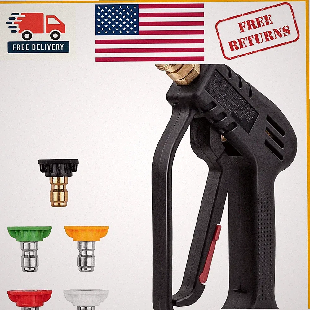 High-Performance Gickbusus Short Pressure Washer Gun - 5 Spray Nozzles Included