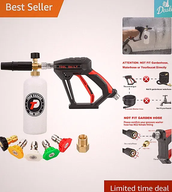 High-Performance Pressure Washer Gun with Foam Cannon & 5 Nozzle Tips, 4000 PSI