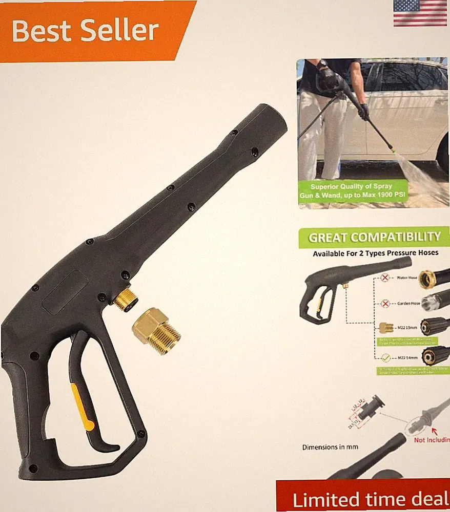 High-Performance Pressure Washer Spray Gun - M22-14 & M22-15 Fittings, 1900 PSI