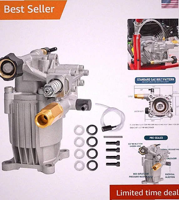 High-Performance Replacement Pump for Gas Pressure Washers - 3400PSI, 2.5GPM