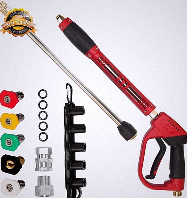 High Power Pressure Washer Gun 5000 PSI 40 Inch Wand 5 Nozzle Tips M22 Fitting
