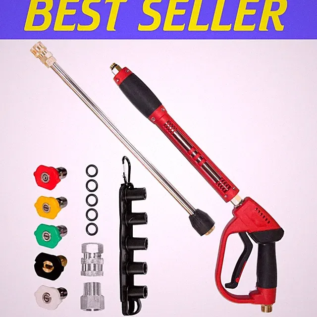 High Power Pressure Washer Gun with Extension Wand, 5000 PSI