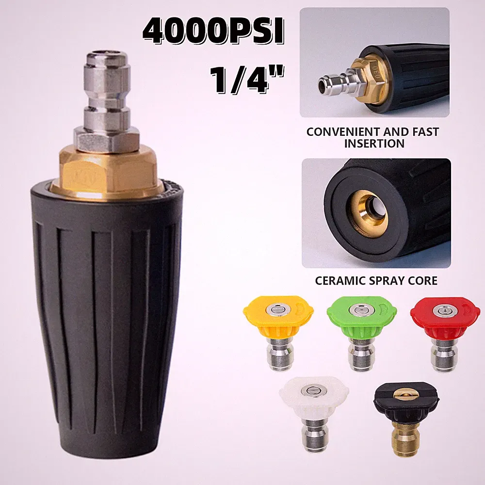 High Pressure 1/4"4000PSI Washer Rotating Turbo Nozzle Spray Tip 2.5-4 GPM Quick