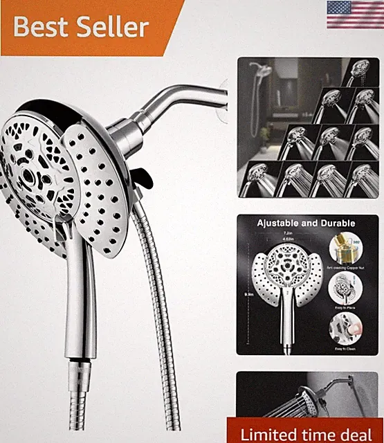 High Pressure 2-in-1 Handheld and Rain Shower Head in Chrome Finish