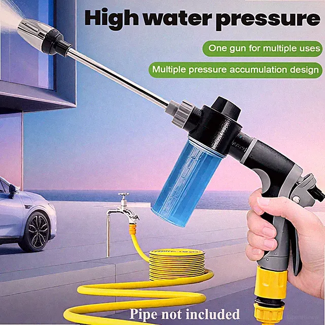 High Pressure 3 Water Spray Gun Nozzle Garden Hose Pipe Lawn Car Washing Metal