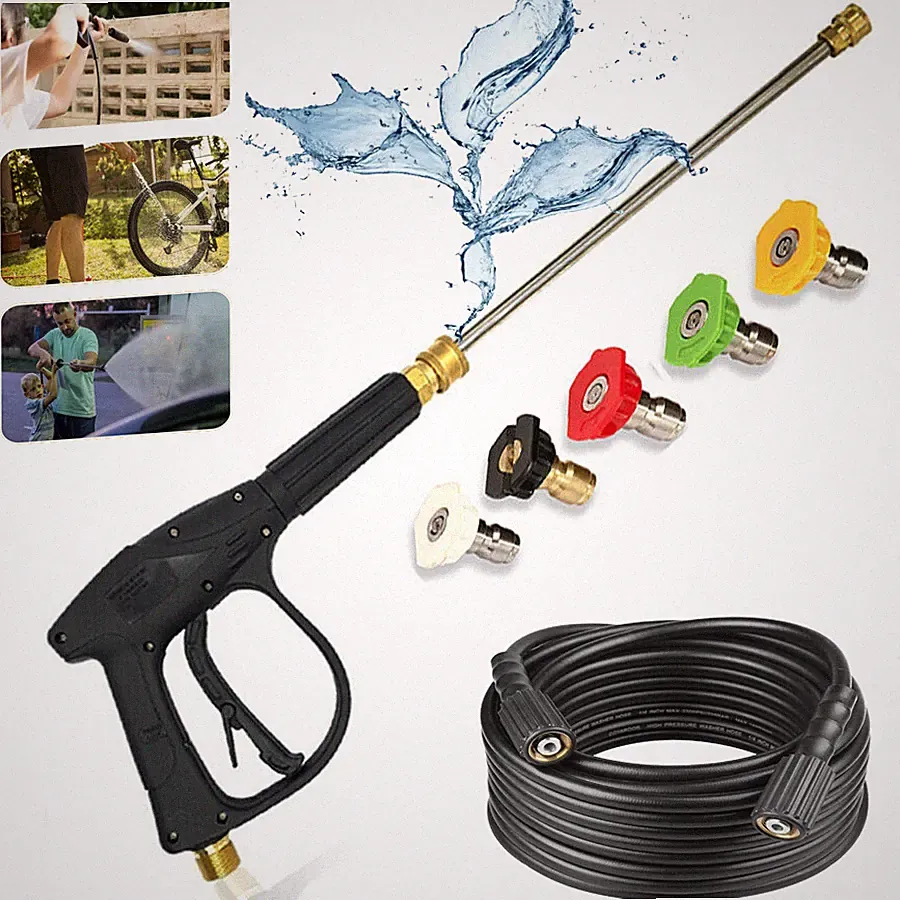 High Pressure 3000PSI Car Power Washer Gun Spray Wand Lance Nozzle and Hose Kit