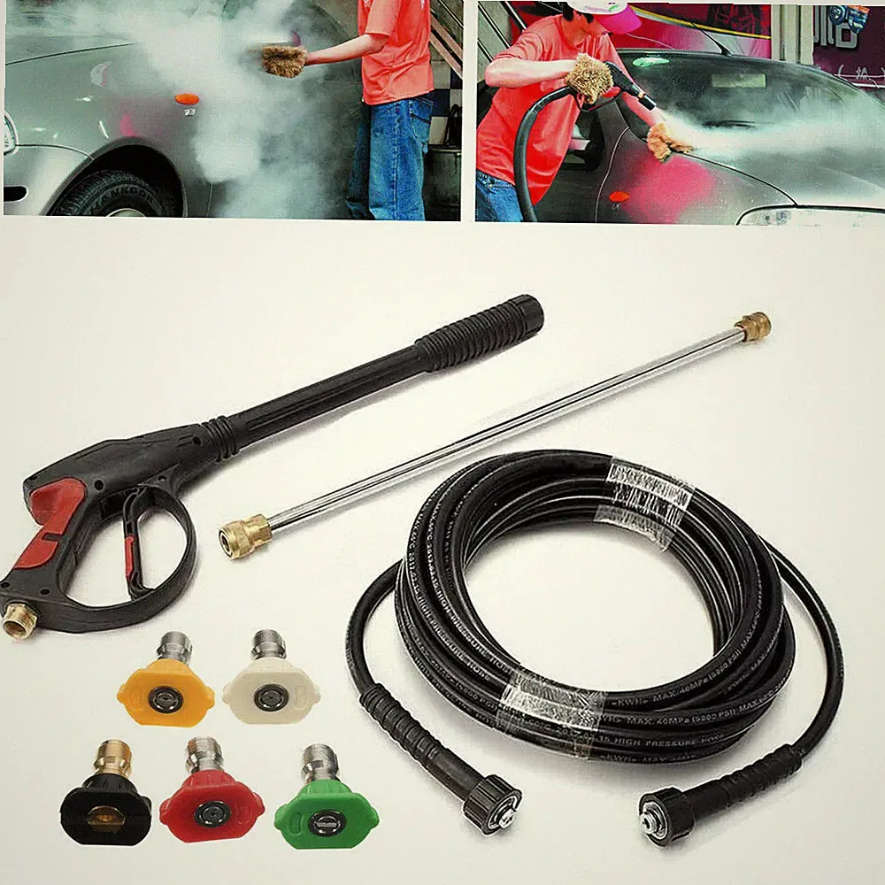 High Pressure 3000psi Car Power Washer Gun Spray Wand Lance Nozzle Hose Kit M22