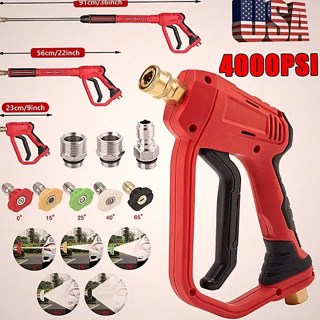High Pressure 4000PSI Car Power Washer Gun Spray Wand Lance 5 Nozzle Kit