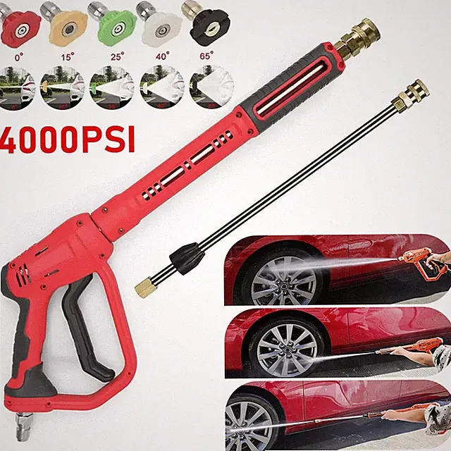High Pressure 4000PSI Car Power Washer Gun Spray Wand Lance 5 Nozzle Kit