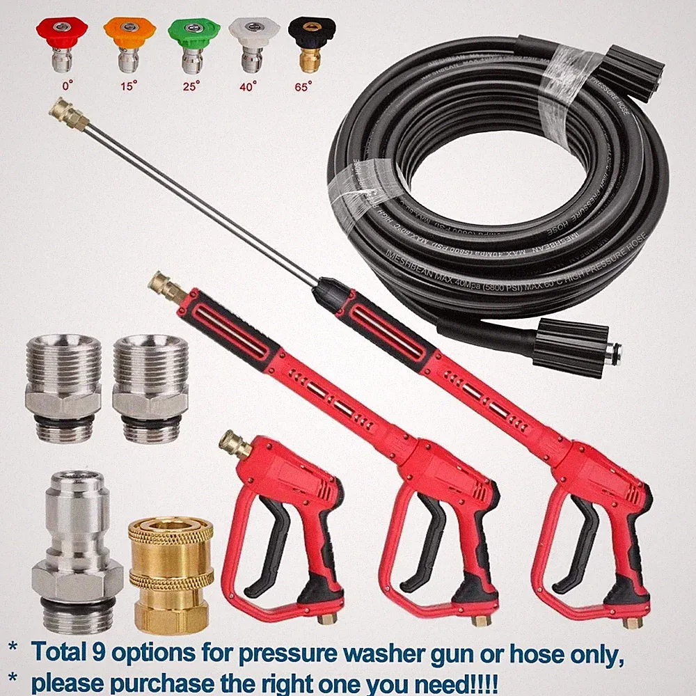 High Pressure 4000PSI Car Power Washer Gun Spray Wand Lance Nozzle/25/50/100Hose