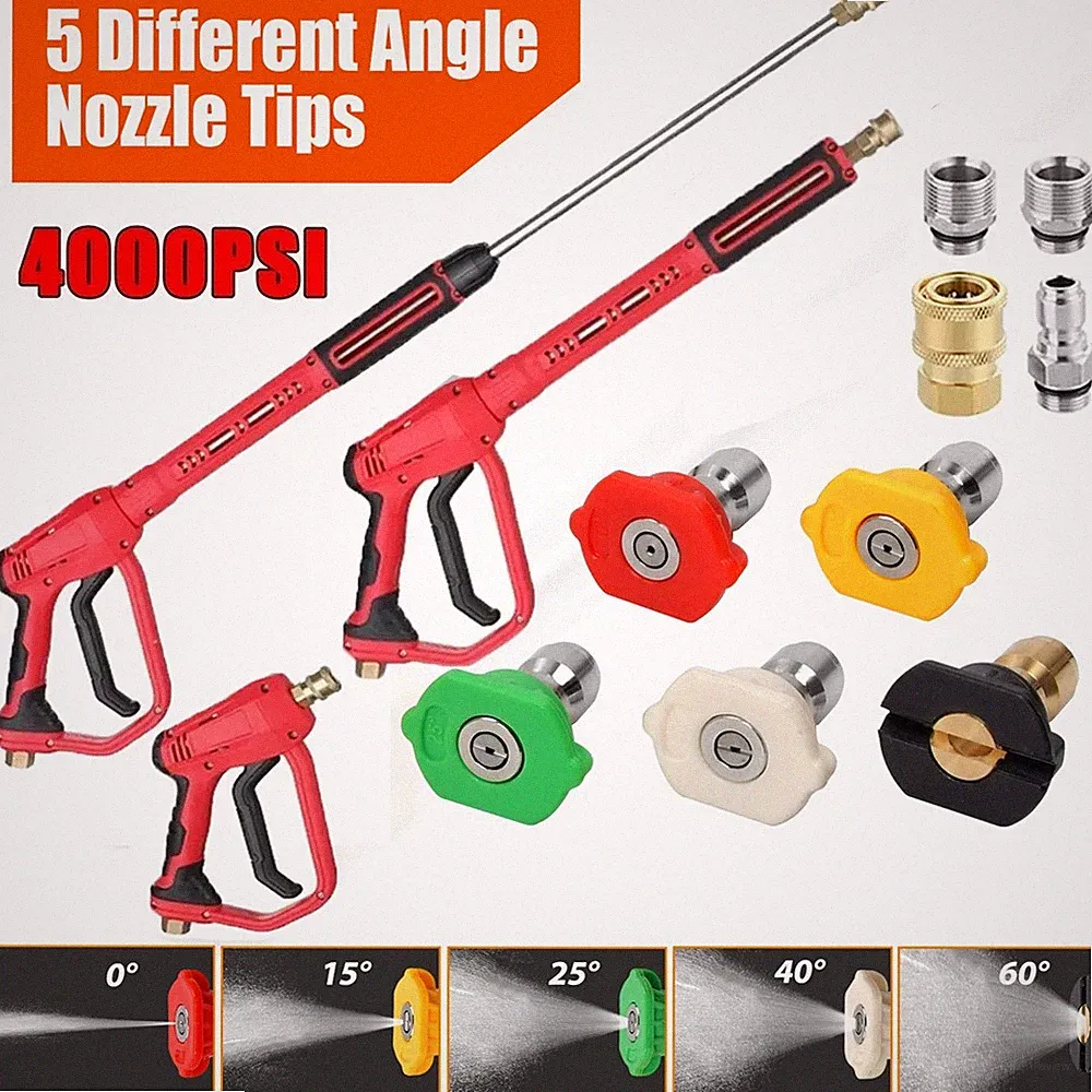 High Pressure 4000PSI Car Power Washer Gun Spray Wand Lance Nozzle and 5 Nozzles