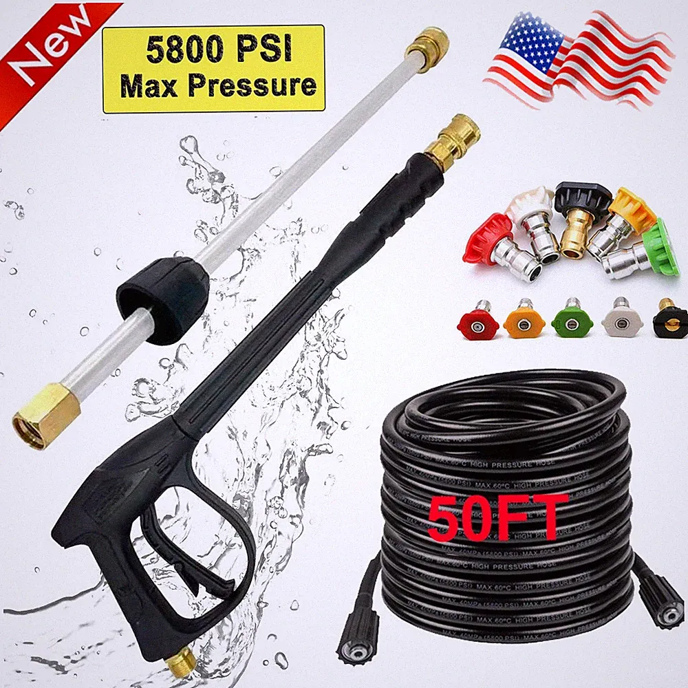 High Pressure 4000PSI Car Power Washer Gun Spray Wand Lance Nozzle and Hose Kit