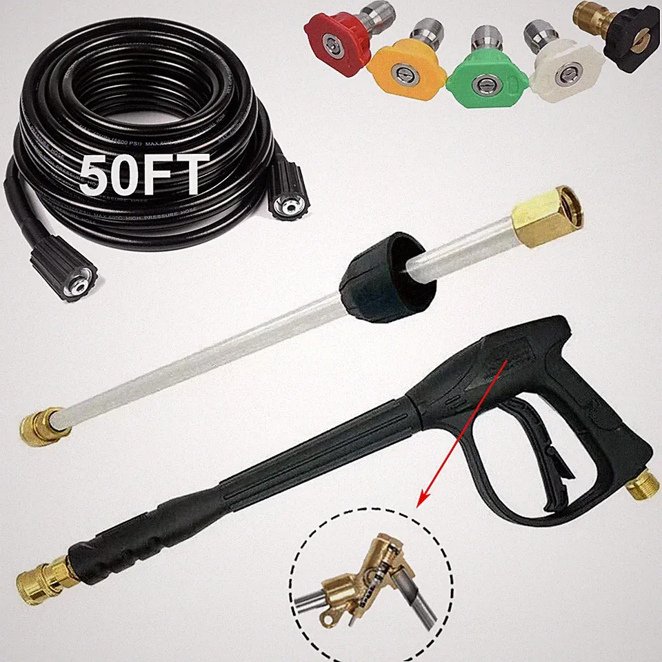 High Pressure 4000PSI Car Power Washer Gun Spray Wand Lance Nozzle and Hose Kit